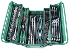 C-3DH262 Универсальный набор (инструментальный ящик) торцевых головок 1/2"DR 10-32 мм, ключей 6-22 мм, угловых ключей 1,5-10мм, и отверток, 62 предмета