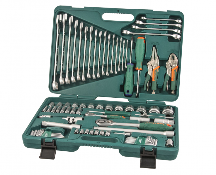 Универсальный набор торцевых головок 1/4"DR 5-12 мм и 1/2"DR 12-32 мм, отверток, комбинированных ключей 6-24 мм, разрезных ключей 8-19 мм и угловых ключей, 78 предметов