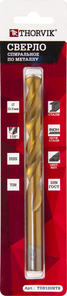 TDB105NTB Сверло спиральное по металлу HSS TiN, ø 10,5 мм
