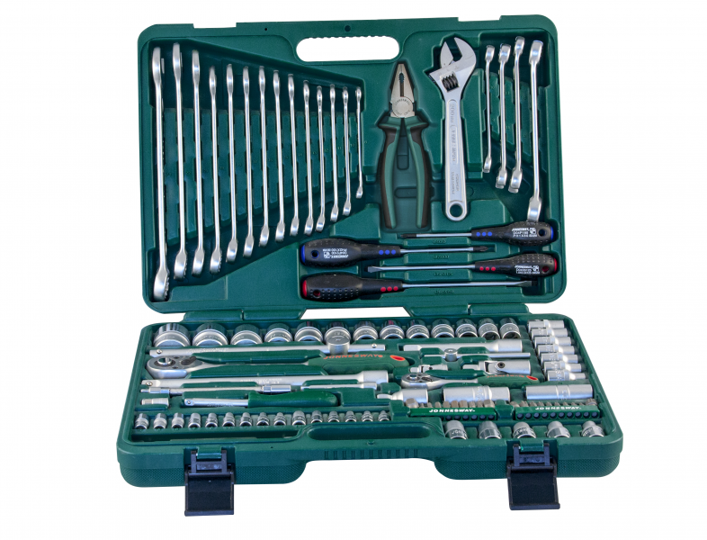 Универсальный набор торцевых головок 1/4"DR 4-10 мм и 1/2"DR 8-32 мм, комбинированных ключей 8-24 мм и отверток, 101 предмет