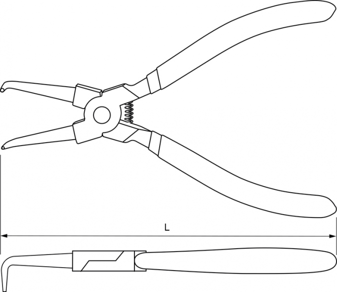 Щипцы для стопорных колец «загнутый сжим» 180 мм