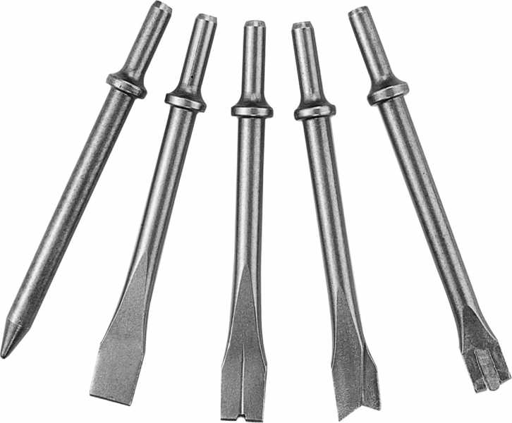 Комплект длинных зубил для пневматического молотка (JAH-6833H), 5 предметов
