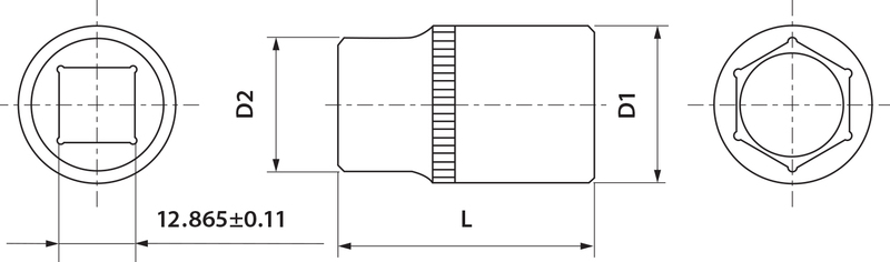 Головка торцевая 1/2"DR 11 мм