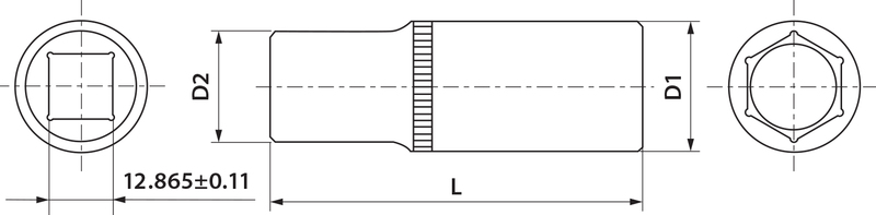 Головка торцевая глубокая 1/2"DR 19 мм