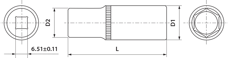 Головка торцевая глубокая 1/4"DR 5 мм