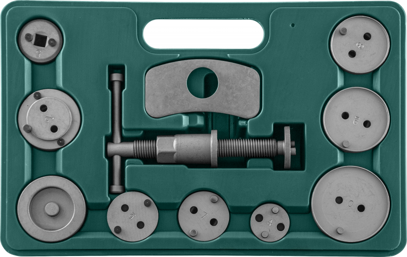Комплект инструмента для возврата поршней тормозных цилиндров дисковых тормозов 11 предметов